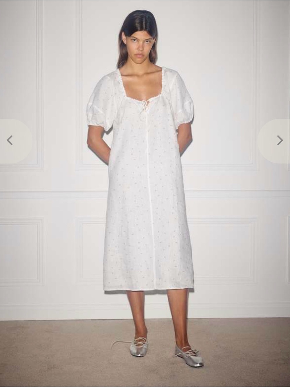 Deiji Studios - Linen Curved Seam Midi dress corsage print